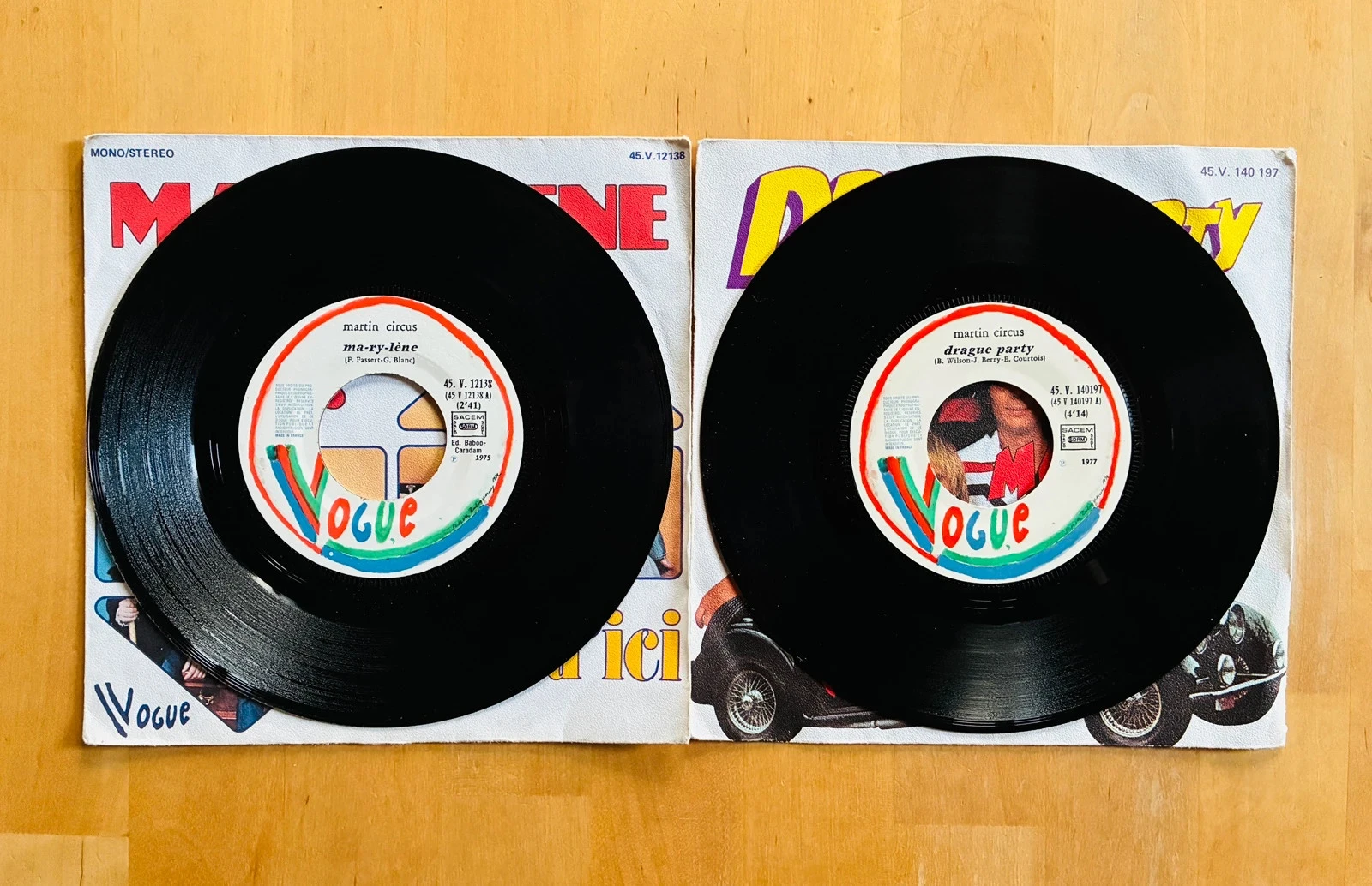Lot 2 45rpm records Martin Circus: Marylène et Drague Party. – photo 2